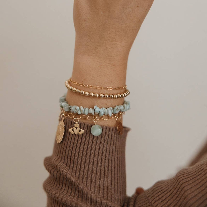 Sanibel Larimar Beaded Bracelet Gold Filled